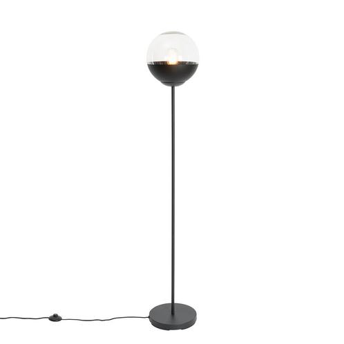 Retro vloerlamp zwart met helder glas - Eclipse, Huis en Inrichting, Lampen | Vloerlampen, Nieuw, Glas, 100 tot 150 cm