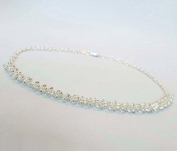 Zilveren design halsketting met kleine blaadjes 45 cm, Sieraden, Tassen en Uiterlijk, Kettingen, Nieuw, Ophalen of Verzenden