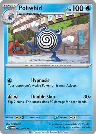 Poliwhirl 042/167 reverse holo Twilight Masquerade, Hobby en Vrije tijd, Verzamelkaartspellen | Pokémon, Losse kaart, Nieuw, Foil