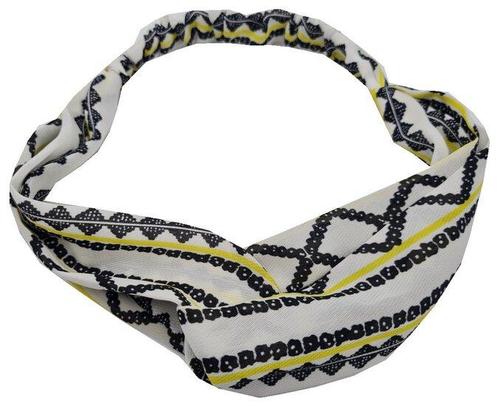 Haarband Twist Ibiza Print Wit Zwart Geel, Sieraden, Tassen en Uiterlijk, Uiterlijk | Haarverzorging, Verzenden