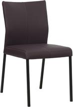 Donkerpaarse leren moderne eetkamerstoel - poot vierkant zwa, Huis en Inrichting, Stoelen, Overige kleuren, Nieuw, Leer, Ophalen of Verzenden