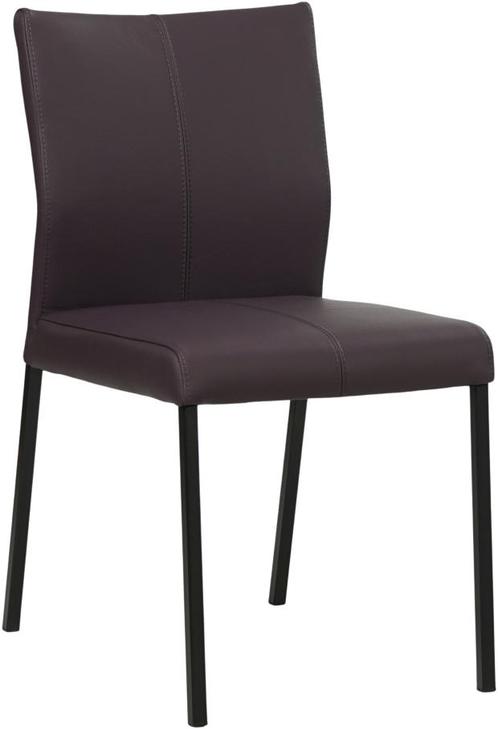 Donkerpaarse leren moderne eetkamerstoel - poot vierkant zwa, Huis en Inrichting, Stoelen, Eén, Overige kleuren, Nieuw, Leer, Ophalen of Verzenden