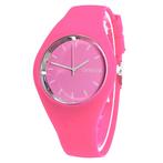 Fako® - Horloge - Geneva - Siliconen Ultra - Fuchsia, Sieraden, Tassen en Uiterlijk, Horloges | Dames, Verzenden, Nieuw