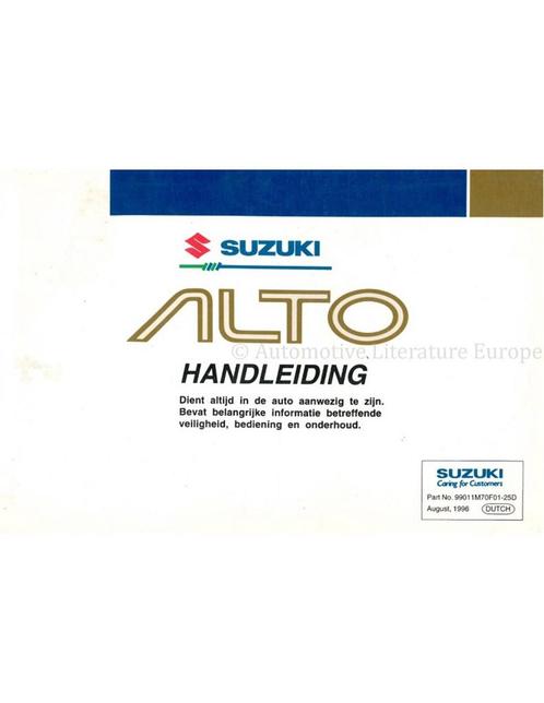 1997 SUZUKI ALTO INSTRUCTIEBOEKJE NEDERLANDS, Auto diversen, Handleidingen en Instructieboekjes