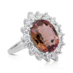 Ring - 14 karaat Witgoud - 6.39ct. tw. Toermalijn - Diamant, Nieuw