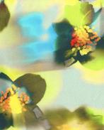 Viscose Crêpe Bloemen Groen/Turquoise, Nieuw, Groen