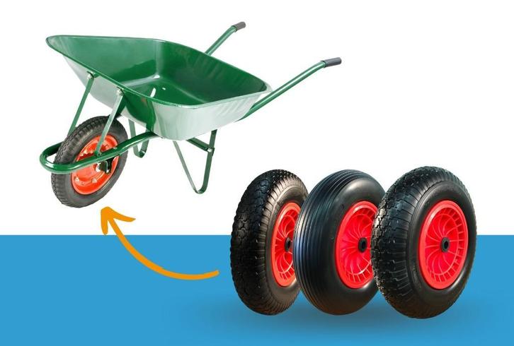 Kruiwagenwielen met en zonder as op voorraad, Tuin en Terras, Kruiwagens, Nieuw, Eenwielig, Handmatig