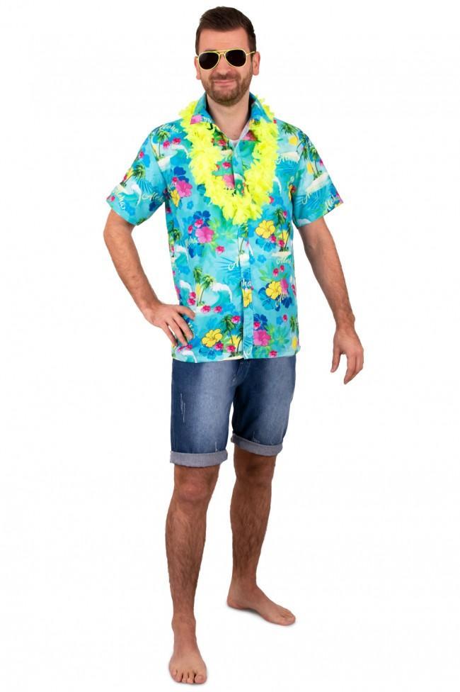 Hawaiiblouse met Tropical Print Blauw Toppers - S, Kleding | Dames, Carnavalskleding en Feestkleding, Verzenden