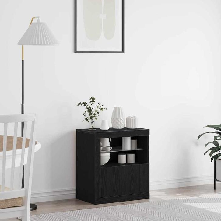 vidaXL Dressoir Zwart 60.5 x 37 x 67 cm Bewerkt hout, Huis en Inrichting, Kasten | Dressoirs, Nieuw, Minder dan 50 cm, Overige houtsoorten