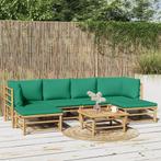 vidaXL 7-delige Loungeset met kussens bamboe groen, Verzenden, Nieuw, Hout, Loungeset