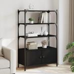 vidaXL Boekenkast 3-laags 70x30x109,5 cm bewerkt hout zwart, Huis en Inrichting, Verzenden, Nieuw, Overige houtsoorten