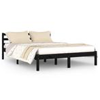 810434  Bed Frame Solid Wood Pine 140x200 cm Black