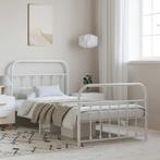 vidaXL Bedframe met hoofd- en voeteneinde metaal wit 100x190, 100 cm, Eenpersoons, Verzenden, Wit