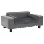 vidaXL Hondenbank 81x43x31 cm pluche en kunstleer grijs, Dieren en Toebehoren, Verzenden, Nieuw