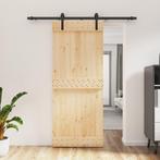 vidaXL Schuifdeur met beslag 85x210 cm massief grenenhout, Doe-het-zelf en Verbouw, Deuren en Horren, Verzenden, Nieuw