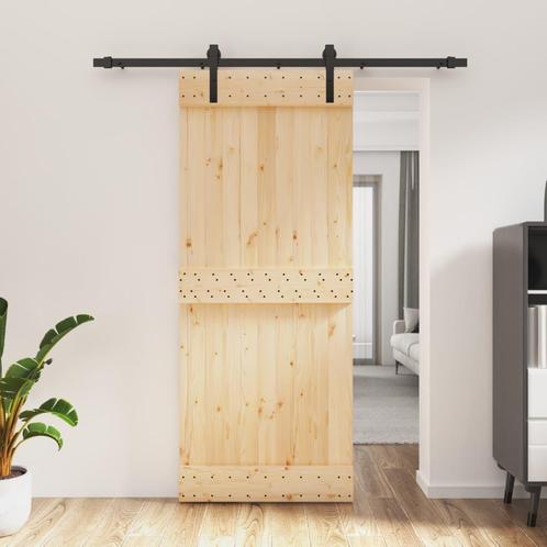 vidaXL Schuifdeur met beslag 85x210 cm massief grenenhout, Doe-het-zelf en Verbouw, Deuren en Horren, Nieuw, Verzenden