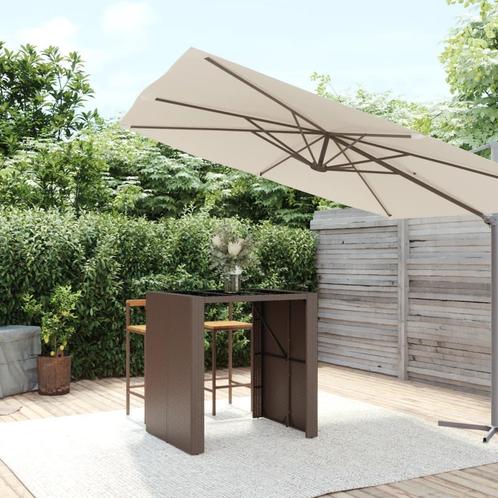 vidaXL Bartafel met glazen blad 105x80x110 cm poly rattan, Tuin en Terras, Tuintafels, Nieuw, Verzenden