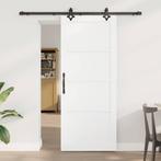 vidaXL Schuifdeur Wit en zwart 83 x 202 cm Massief, Doe-het-zelf en Verbouw, Deuren en Horren, Verzenden, Nieuw