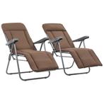 vidaXL Tuinstoelen met kussen inklapbaar 2 st bruin, Tuin en Terras, Tuinstoelen, Verzenden, Nieuw