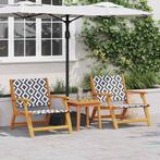 vidaXL Tuinstoelen met Tafel 3-delige Set Zwart en Wit, Tuin en Terras, Tuinstoelen, Verzenden, Nieuw