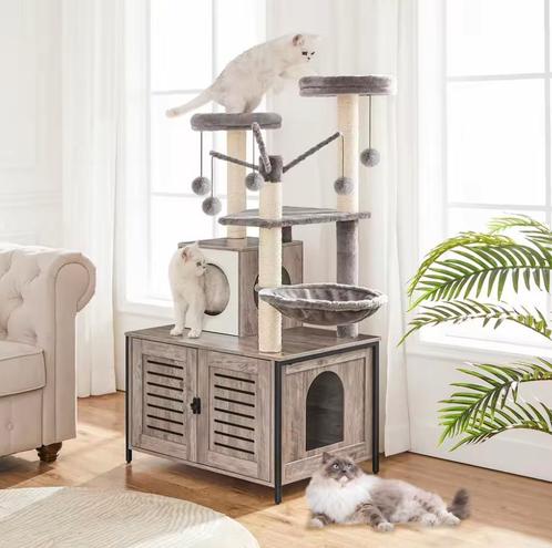Alles-in-één Katten Klimboom Verborgen Kattenbak, Krabmeubel, Dieren en Toebehoren, Krabmeubelen, Krabpaal, Nieuw, Verzenden