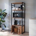 Keukenkast Arhuni 139x56x30 cm zwart en eikenkleurig [en.cas, Huis en Inrichting, Verzenden, Nieuw