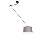 Hanglamp zwart met linnen kap donkergrijs 35 cm - Blitz, Nieuw, Overige stijlen