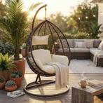 Hangstoel Bruin-Creme | Nieuw | Scherpe Prijs, Tuin en Terras, Nieuw, Ophalen of Verzenden, Met standaard, Eenpersoons
