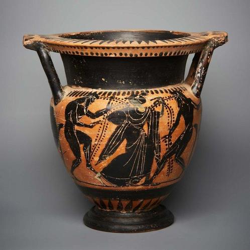 Oud-Grieks Aardewerk Zuilkrater met Dionysische taferelen., Verzamelen, Mineralen en Fossielen