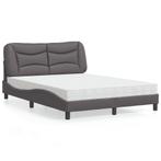 vidaXL Bed met matras kunstleer grijs 140x190 cm, Overige materialen, Verzenden, Grijs, Nieuw