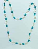 Halsketting - 18 karaat Geel goud Turquoise, Sieraden, Tassen en Uiterlijk, Kettingen, Nieuw