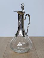 Karaf - verre soufflé avec une monture en étain argenté
