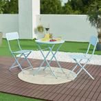 Klaptafel Sande tuintafel metaal rond 71xØ62 cm hemelsblauw, Tuin en Terras, Tuintafels, Verzenden, Nieuw