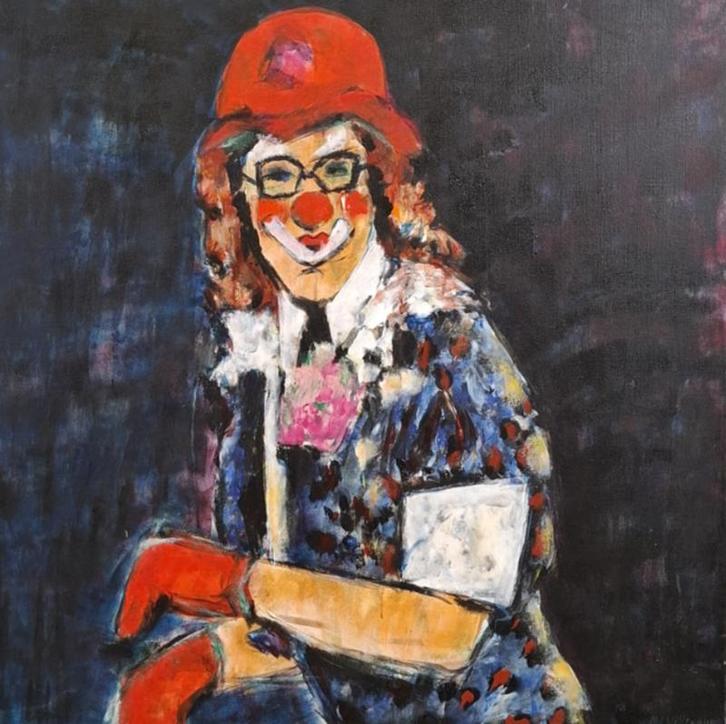 Schilderij, Maya Wildevuur (1944-2023), Clown, Antiek en Kunst, Kunst | Schilderijen | Abstract