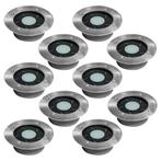 Set 10 stuks Puck grondspot solar LED Tuinverlichting, Tuin en Terras, Zonne-energie, Kunststof, Verzenden, Minder dan 50 watt