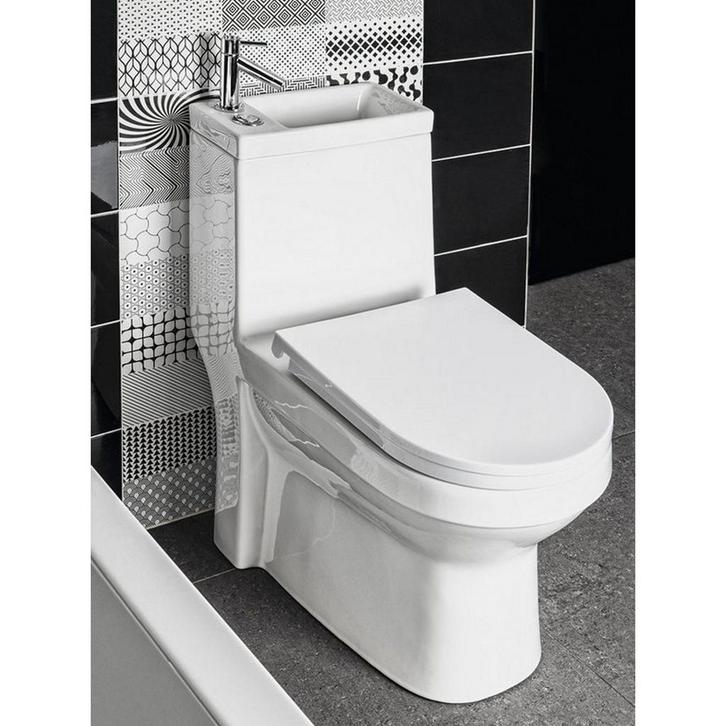 Duoblok Sapho Hygie Met Ingebouwde Fontein Soft Close Wit, Doe-het-zelf en Verbouw, Sanitair, Ophalen of Verzenden