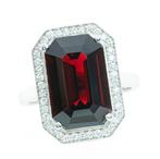 Ring - 14 karaat Witgoud, Levendig /Intens Rood (Burma) -, Nieuw