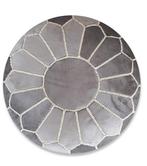 Velvet pouffe – grey and white, Nieuw