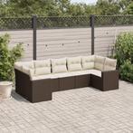 vidaXL 7-delige Loungeset met kussens poly rattan bruin, Tuin en Terras, Nieuw, Loungeset, 7 zitplaatsen, Verzenden