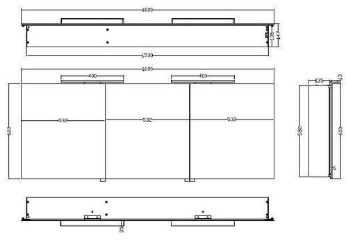 Wiesbaden Luxe spiegelkast +Led verlichting 160x60x14cm, Huis en Inrichting, Woonaccessoires | Spiegels, Ophalen of Verzenden