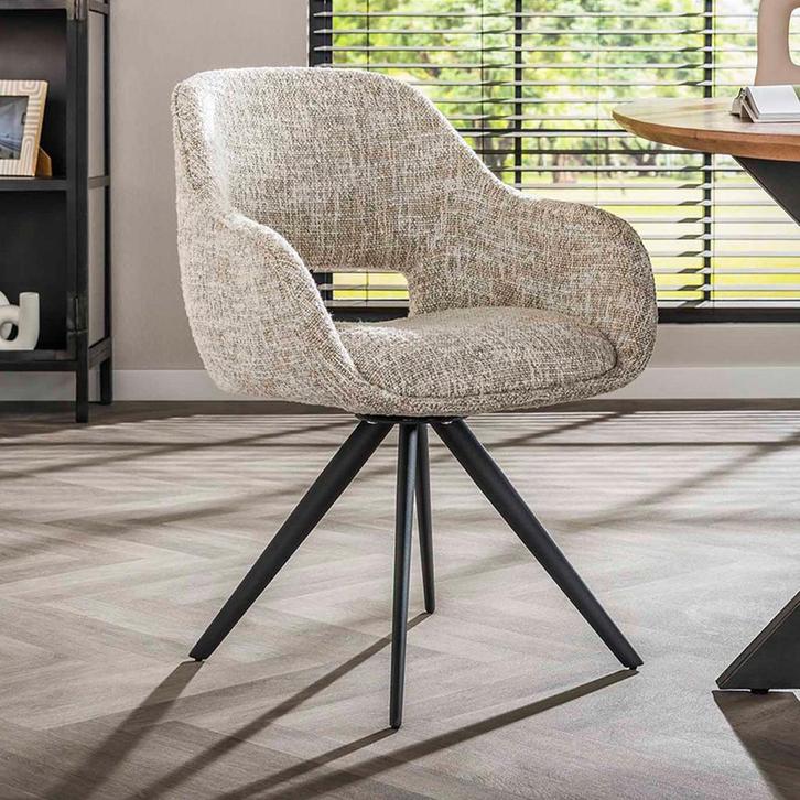 *WOONWINKEL* Moderne Eetkamerstoel Draaibaar Gebroken Wit, Huis en Inrichting, Stoelen, Nieuw, Stof, Verzenden