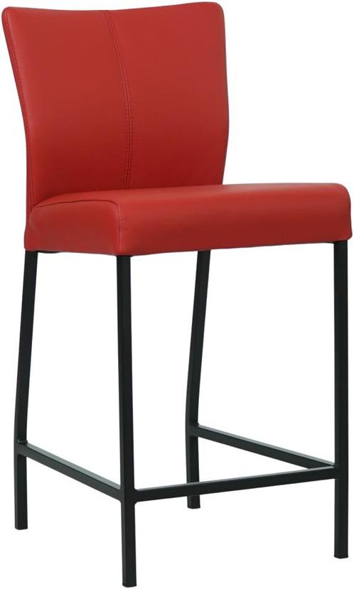 Rode leren moderne barkruk - poot vierkant zwart - Toledo Le, Huis en Inrichting, Barkrukken, 90 cm of meer, Met voetsteun, 1 kruk
