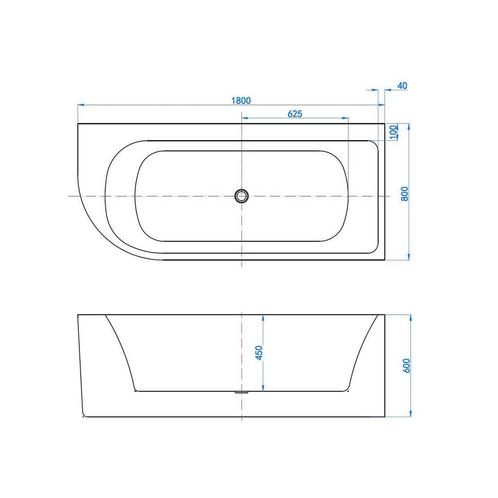 Ligbad Best Design Munster Half Vrijstaand 180x80 Rechts, Doe-het-zelf en Verbouw, Sanitair, Ophalen of Verzenden
