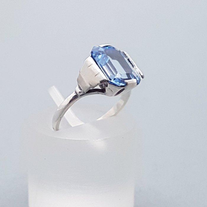 Zilver, Art Deco, Blauwe Spinel(Getest) - Ring, Antiek en Kunst, Kunst | Designobjecten