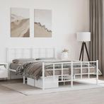 vidaXL Bedframe met hoofd- en voeteneinde metaal wit 150x200, Huis en Inrichting, Slaapkamer | Bedden, Verzenden, Wit, Overige maten