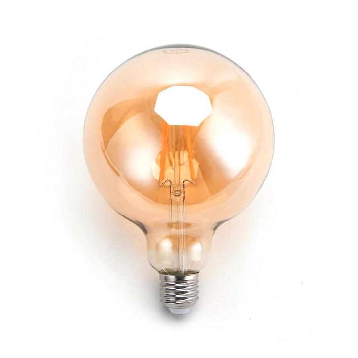 Globe gloeilamp G125 - E27 - amber glas | 6W=45W | flame fil, Huis en Inrichting, Lampen | Overige, Nieuw, Verzenden