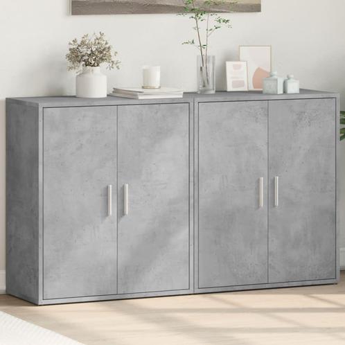 vidaXL Dressoirs 2 st 60x31x70 cm bewerkt hout betongrijs, Huis en Inrichting, Kasten | Dressoirs, 50 tot 75 cm, Nieuw, Minder dan 50 cm