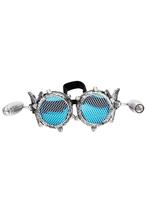 Goggles Steampunk Bril Gaas Studs Led Lampjes Oud Zilver Mon, Ophalen of Verzenden, Nieuw, Overige maten, Carnaval