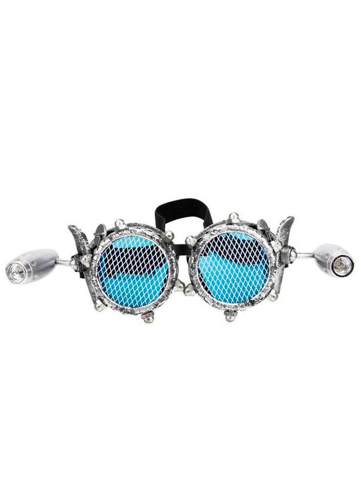 Goggles Steampunk Bril Gaas Studs Led Lampjes Oud Zilver Mon, Kleding | Heren, Carnavalskleding en Feestkleding, Nieuw, Overige maten