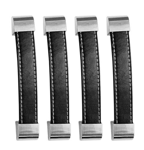 Set van 4 zwarte leren handgrepen (128 mm, metalen eindstuk, Doe-het-zelf en Verbouw, Gereedschap | Handgereedschap, Nieuw, Ophalen of Verzenden